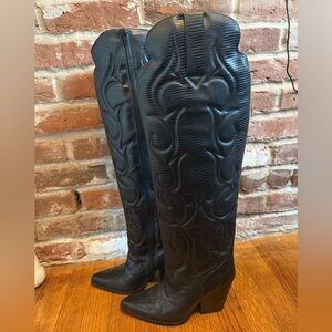 Jeffrey Campbell Black Over the Knee Boots - Slither